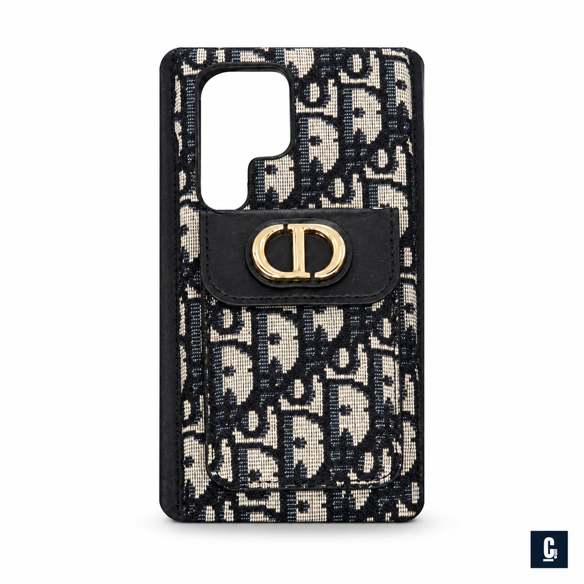 Oblique Crest Case — Black & Ivory | CB Studio | color=black-ivory | view=front