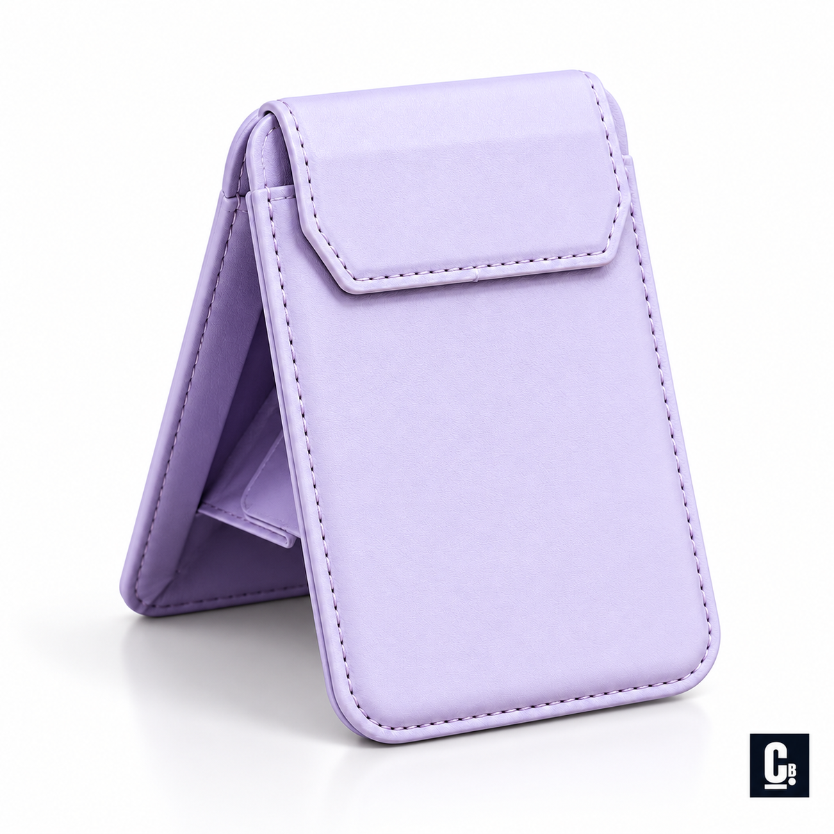 Pivot Stand MagSafe Wallet — Lilac | CB Studio | color=lilac | view=angle