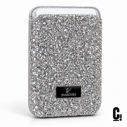 Aurora Crystal MagSafe Wallet – Silver with CustomBay logo