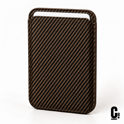 Carbon Weave MagSafe Wallet – Bronze with the CustomBay logo