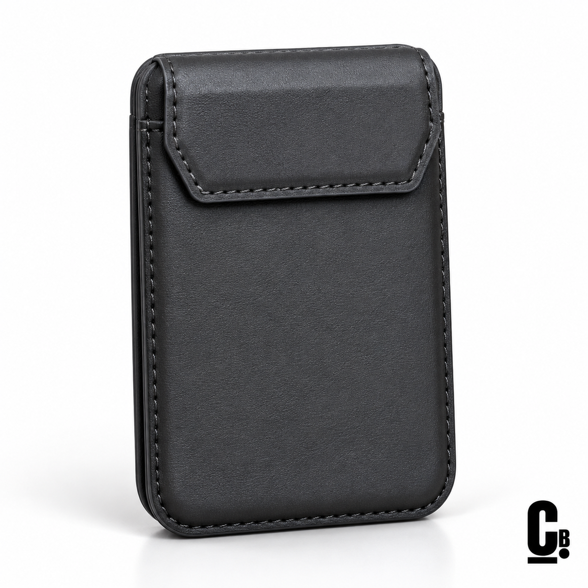 Pivot Stand MagSafe Wallet – Charcoal with the CustomBay logo