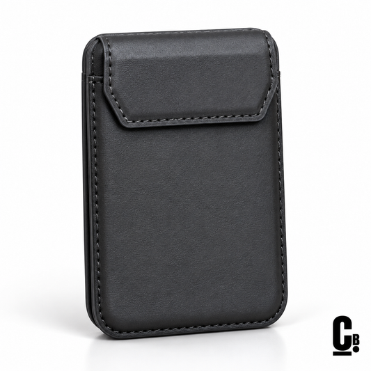 Pivot Stand MagSafe Wallet – Charcoal with the CustomBay logo