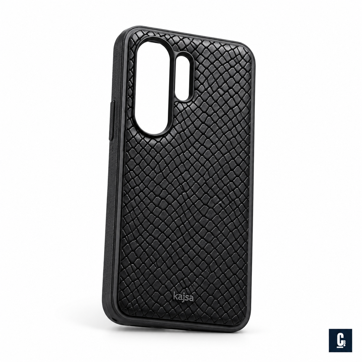 Kajsa Python Texture Case — Black | CB Studio | color=black | view=angle